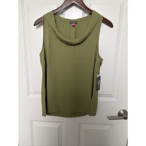 Vince Camuto Cowl Neck Sleeveless Blouse Womens Size S Moss Green
